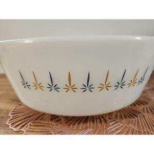 Fire King Candle Glow 10" Round Casserole Dish Anchor Hocking Atomic Starburst